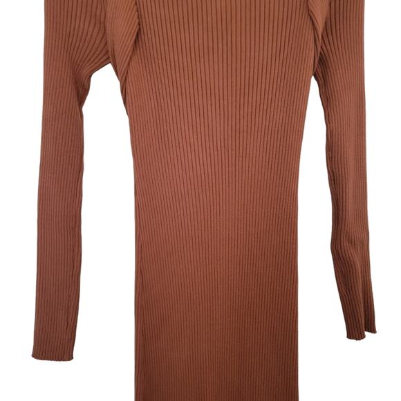 Cider Dress Size Large L Ribbed Maxi Long sleeve Tie Front Minimalist Office - Picture 8 of 10